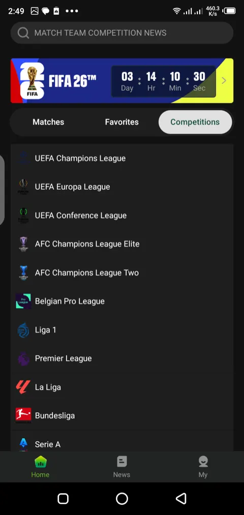 Camel Live match details with score and stats